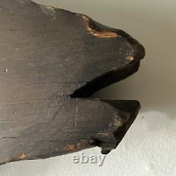 Antique Primitive Folk Art Carved Wooden Fish Nautical Sign 27x11x2 Read