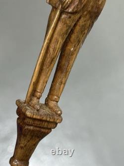 Antique Primitive Folk Art Carving of a Man In Suit With Cane