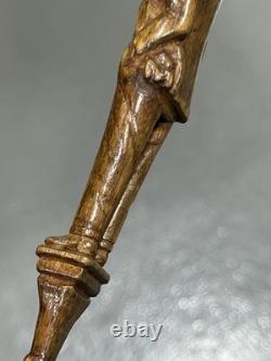 Antique Primitive Folk Art Carving of a Man In Suit With Cane