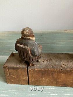 Antique Primitive Folk Art Carving of a Photographer And His Subject AAFA