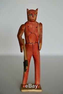 Antique Primitive Folk Art Hand Carved Handcrafted Wood Doll 8