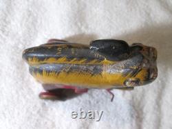 Antique Primitive Folk Art Hand Carved Wood Toy Monkey Riding Tricycle