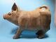 Antique Primitive Folk Art Hand Carved Wooden Pig Country Farmhouse