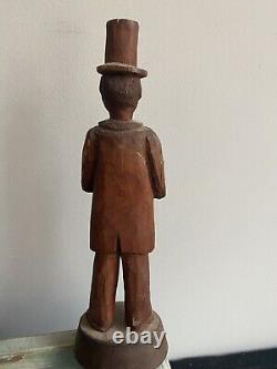 Antique Primitive Folk Art Honest Abe Lincoln Carved Wood Figure