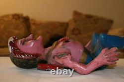 Antique Primitive Folk Art Lady Carving Snake Articulated Arms Effigy Oaxacan