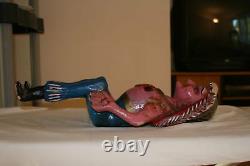 Antique Primitive Folk Art Lady Carving Snake Articulated Arms Effigy Oaxacan