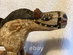 Antique Primitive Hand Carved & Painted Wooden Folk Art Horse