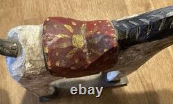 Antique Primitive Hand Carved & Painted Wooden Folk Art Horse