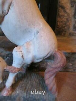 Antique Primitive Horse Folk Art Decor Farmhouse Wood Carving 41 Tall c. 1890