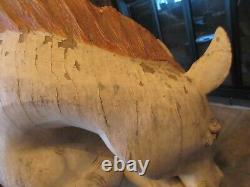 Antique Primitive Horse Folk Art Decor Farmhouse Wood Carving 41 Tall c. 1890