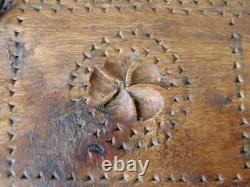 Antique Primitive Rustic Hand Carved FOLK ART Wood HUT Dowry Chest Box, Indian