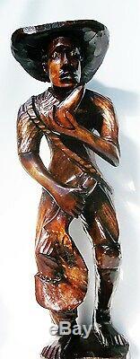 Antique Primitive Statue Folk Art Carving Sculpture Black Americana Collectible