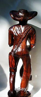 Antique Primitive Statue Folk Art Carving Sculpture Black Americana Collectible