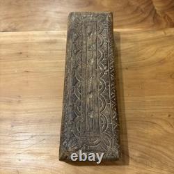 Antique Scandinavian Carved Wooden Snuff Box c. 1800 Norwegian Folk Art