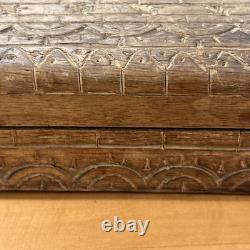 Antique Scandinavian Carved Wooden Snuff Box c. 1800 Norwegian Folk Art