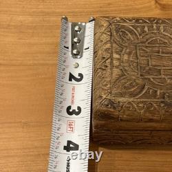 Antique Scandinavian Carved Wooden Snuff Box c. 1800 Norwegian Folk Art