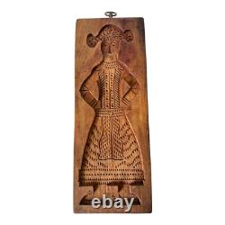 Antique Springerle Folk Art Figural Hand-Carved Wooden Cookie Mold