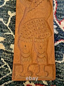 Antique Springerle Folk Art Wooden Hand Carved Cookie Press Mold Smoking Man