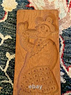 Antique Springerle Folk Art Wooden Hand Carved Cookie Press Mold Smoking Man