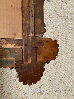 Antique TRAMP ART FOLK ART Frame Photo Mirror Artwork Layered Hand Carved Wooden