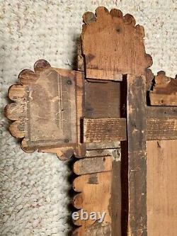 Antique TRAMP ART FOLK ART Frame Photo Mirror Artwork Layered Hand Carved Wooden