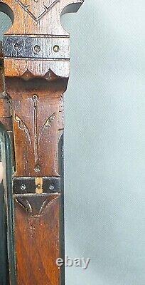 Antique TRAMP ART Hand Crafted FOLK ART Carved Wood MIRROR Hall Entry 15 X 25
