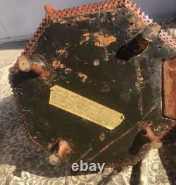 Antique TRAMP ART OCTAGONAL BOX Carved Folk Art Flowers & Drawer Chardon Oh'32
