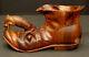 Antique Tramp Folk Art Crafts Cat Eating Shoe Mouse Carved Wood 11 Sculpture