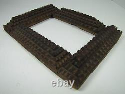 Antique Tramp Art Frame ornate old layered decorative hand carved folk art