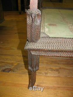 Antique Tramp Art Table Two Tier Folk Art Carved Decorated Shipping Available