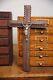 Antique Tramp Art Wood Carving Crucifix Cross Folk Art Cigar Boxes Vintage