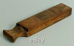 Antique Treen Primitive Razor Box Carved Wood Folk Art Slate Hone Sharpener