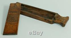 Antique Treen Primitive Razor Box Carved Wood Folk Art Slate Hone Sharpener