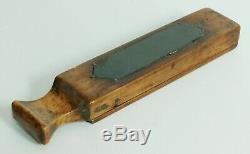 Antique Treen Primitive Razor Box Carved Wood Folk Art Slate Hone Sharpener