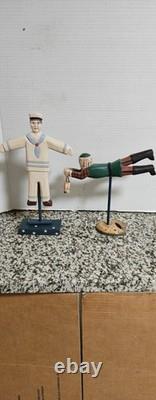 Antique/VTG Hand Carved Wooden Folk Art 12½×7 9×9 Great VTG Condition