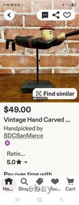 Antique/VTG Hand Carved Wooden Folk Art 12½×7 9×9 Great VTG Condition