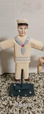 Antique/VTG Hand Carved Wooden Folk Art 12½×7 9×9 Great VTG Condition