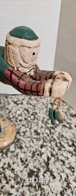 Antique/VTG Hand Carved Wooden Folk Art 12½×7 9×9 Great VTG Condition