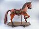 Antique Vtg Horse Wood Carousel Hand Painted Carved With Iron Wheels Vintage