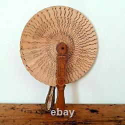 Antique Victorian Folk Art Carved Wood Treen Fan Signed Dated 1855 Welsh Slate