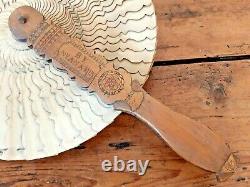 Antique Victorian Folk Art Carved Wood Treen Fan Signed Dated 1855 Welsh Slate