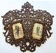 Antique Victorian Fretwork Carved Wood Double Photo Frame Orig Cdv, Folk Art