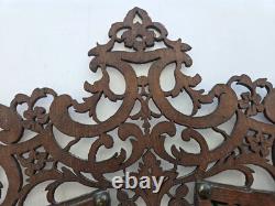 Antique Victorian Fretwork Carved Wood Double Photo Frame orig CDV, folk art
