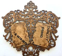 Antique Victorian Fretwork Carved Wood Double Photo Frame orig CDV, folk art