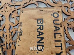 Antique Victorian Fretwork Carved Wood Double Photo Frame orig CDV, folk art