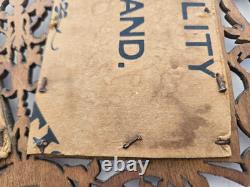 Antique Victorian Fretwork Carved Wood Double Photo Frame orig CDV, folk art