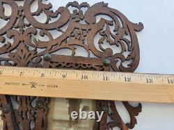 Antique Victorian Fretwork Carved Wood Double Photo Frame orig CDV, folk art