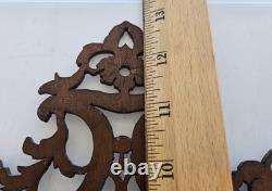 Antique Victorian Fretwork Carved Wood Double Photo Frame orig CDV, folk art