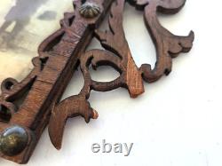 Antique Victorian Fretwork Carved Wood Double Photo Frame orig CDV, folk art