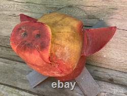 Antique Vintage 20th C 1930s Folk Art Carved Wooden Hogs Pigs Head Butcher Shop